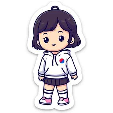 Korean girl with K-pop style sticker