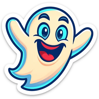 cartoon ghost emoji, vibrant-toon style, energetic, no background sticker