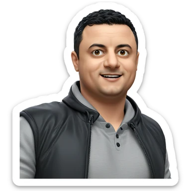 smiling boy in black jacket sticker