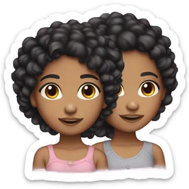 two twin girls lightskin black curly hair sticker