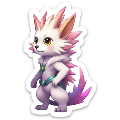 Anthro Scalie Spiky Cool Edgy Magical Shiny Colorful Pastel Sparkle Kemono-style Chibi Fantasy-Animal-Fakémon-Pokémon-Hybrid Fur Sona Aesthetic Full Body sticker