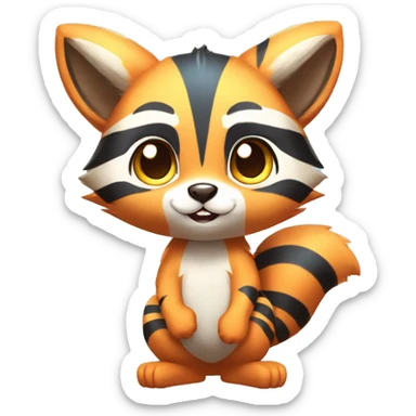 Colorful Shiny Kawaii Cute Raccoon-Tiger-Fakémon-Pokémon full body sticker