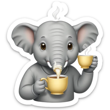 elephant with tea cup sticker