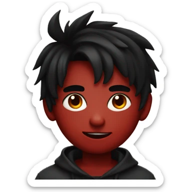 detailed dark red demon young boy with black hair sticker