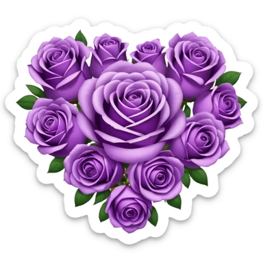 Heart made of purple roses and text in the center that says Ginger  sticker