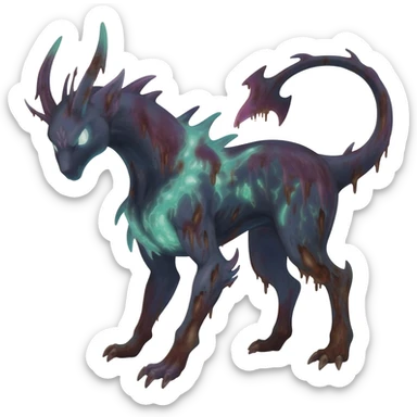 Aural bioluminescent spectrumal darky dusky spoopy spoilt rotten Salandit-Amaura-Darkrai-animal-creature-hybrid-fusion-creature, full body  sticker
