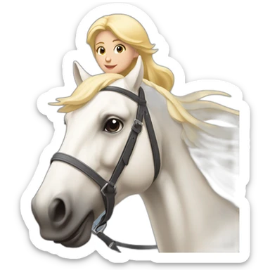 Une fille blonde sur le dos d’un cheval blanc avec des ailes sticker