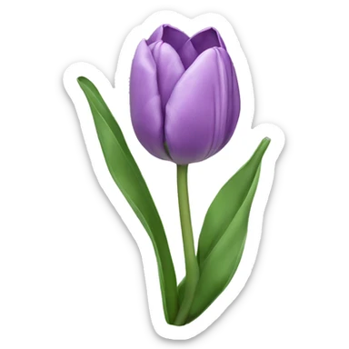 Lilac single tulip with leaves and stem sticker