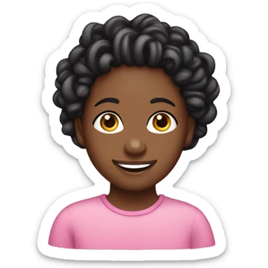 Black girl with short 2 strand twists, smile, friendly, pink shirt sticker