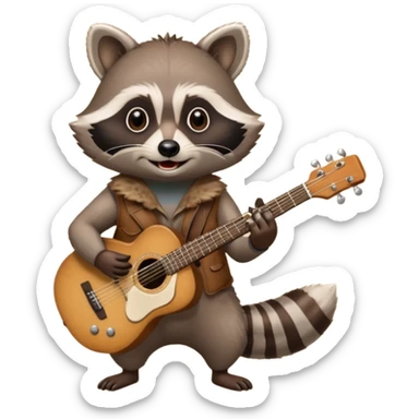 crazy Raccon with guitar sticker