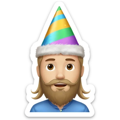 party hatted boy with long hair & bearded sticker