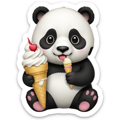 Panda eating ice cream sticker