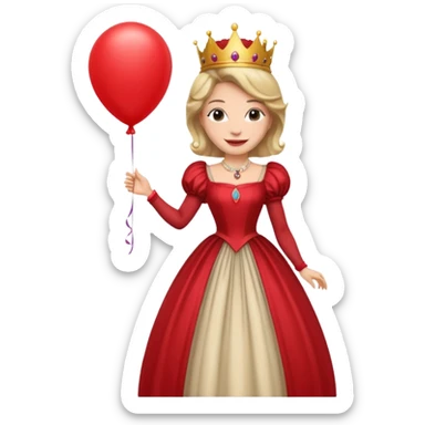 queen wearing dress, holding balloon sticker