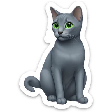 Russian blue with green eyes side profile full body seeing left side sticker