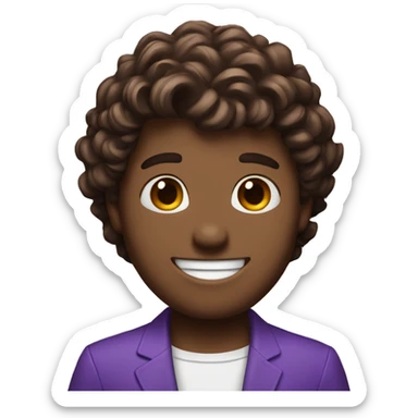 A guy ina  purple sui smiling and brown hair called Dino sticker