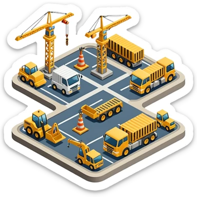 isometric construction site of airport sticker