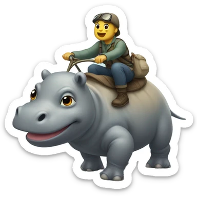 Grogu riding a small hippo sticker