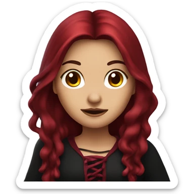 beautiful long haired witch, red, black, burgundy sticker