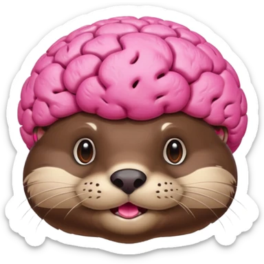 generate an otter with a very big  pink brain going out of the head sticker