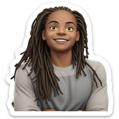 smiling boy with dreadlocks indoors sticker