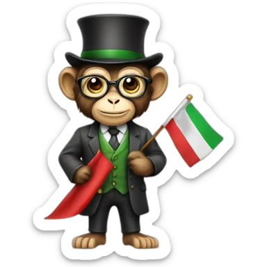 a monkey professor with italian flag sticker
