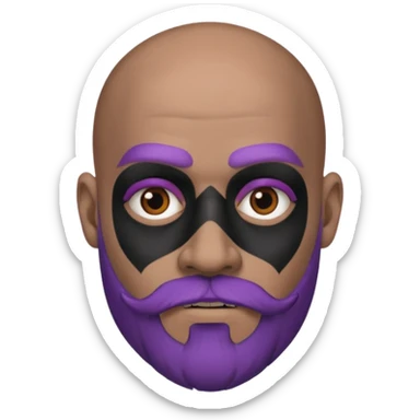 bald purple bearded man with black face tattoo sticker