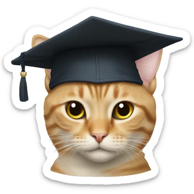cat in a master's cap sticker
