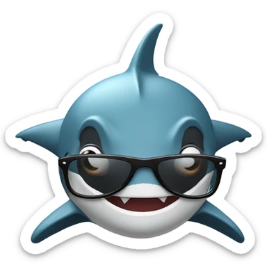 Shark with stylish glasses and a backward hat sticker