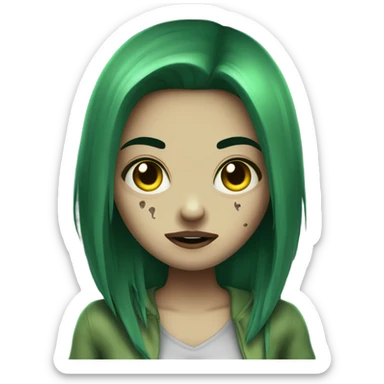 Brunette zombie girl in horror green creppy sticker