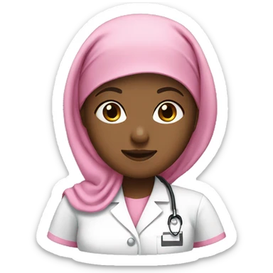 Nurse with pink hijab sticker