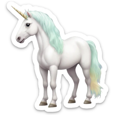 Fullbody White unicorn with pastel color mane  sticker