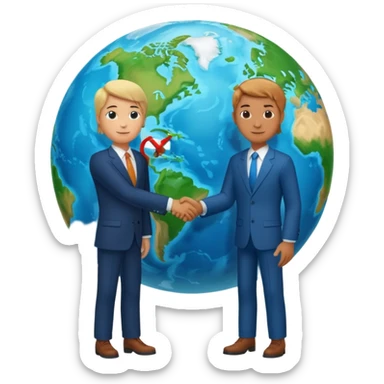 Shake hands and a globe showing negotiation of climate change with accurate image showing environment  sticker