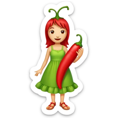 Chili pepper in a sundress sticker