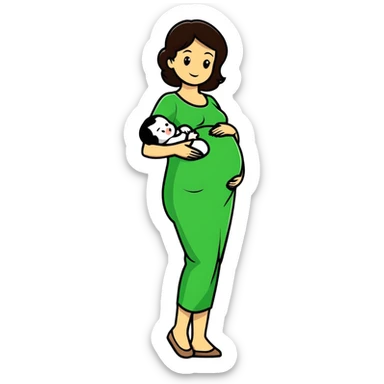 Beautiful brunette pregnant woman with baby bump sticker