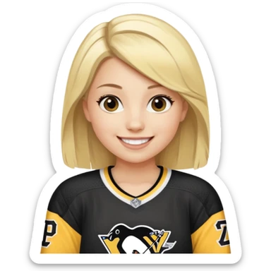 Girl blonde with hockey jersey pittburgh penguins sticker