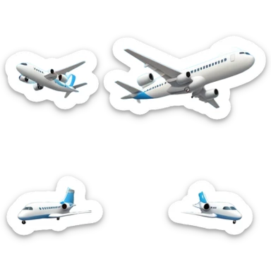 A 3D cartoon airport terminal building with glass windows and airplanes nearby, clean lighting, Memoji-style rendering. sticker