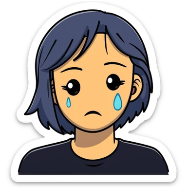 Sad woman crying with tears sticker