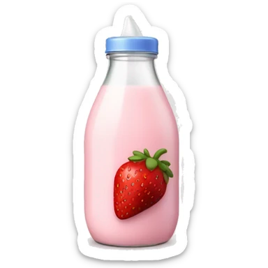 Strawberry milk in bottle soft coquette  sticker