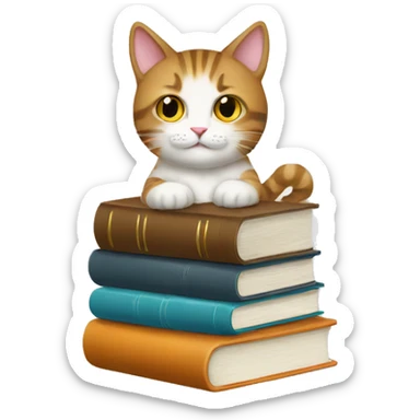 books, coffee, cat  sticker