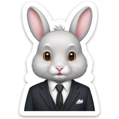rabbit with suti tie sticker
