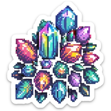 rainbow crystal cluster with multiple points and iridescent shine sticker