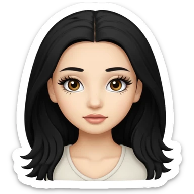 ragazza truccata con le ciglia finte con i capelli neri lunghi sticker