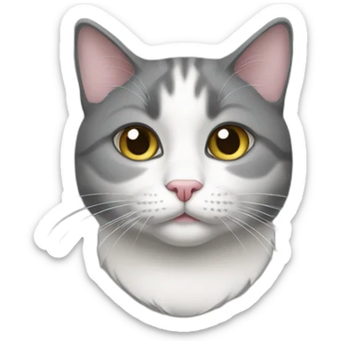 Fat grey and white tuxedo cat sticker