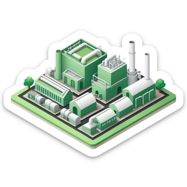 isometric paper factory green sticker