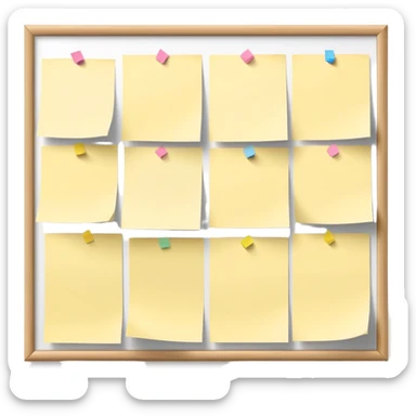 bulletin board with just a few sticky notes pinned to it, minimal sticker