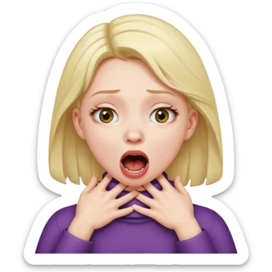 girl with two hands on her neck choking with mouth open and eyes crazy sticker