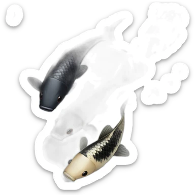 black koi fish and white koi fish circulating sticker