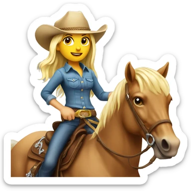 hot blond cowgirl riding a horse sticker