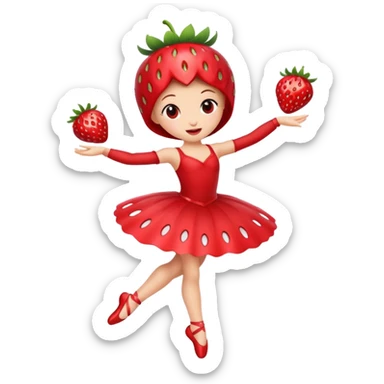 Strawberry fruit dancing ballet sticker
