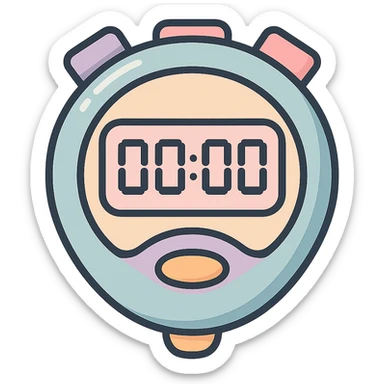 sports stopwatch with electronic digital display, vector look with shadows and highlights, detailed shading, thin clean outlines, soft rounded features, pastel palette #98B5BC #B5B3C1 #C9A3C9 #E4C0CA #F7DCD1 #F7C0AA, Japanese pop art, sticker look, highly detailed sticker